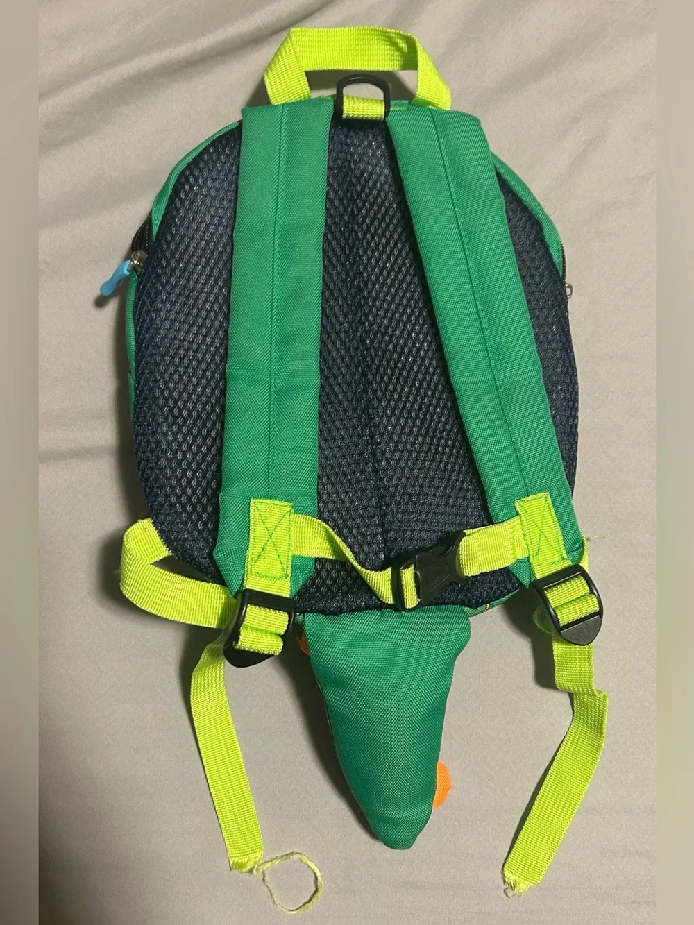 Green Kids Dinosaur Backpack with Orange Spikes